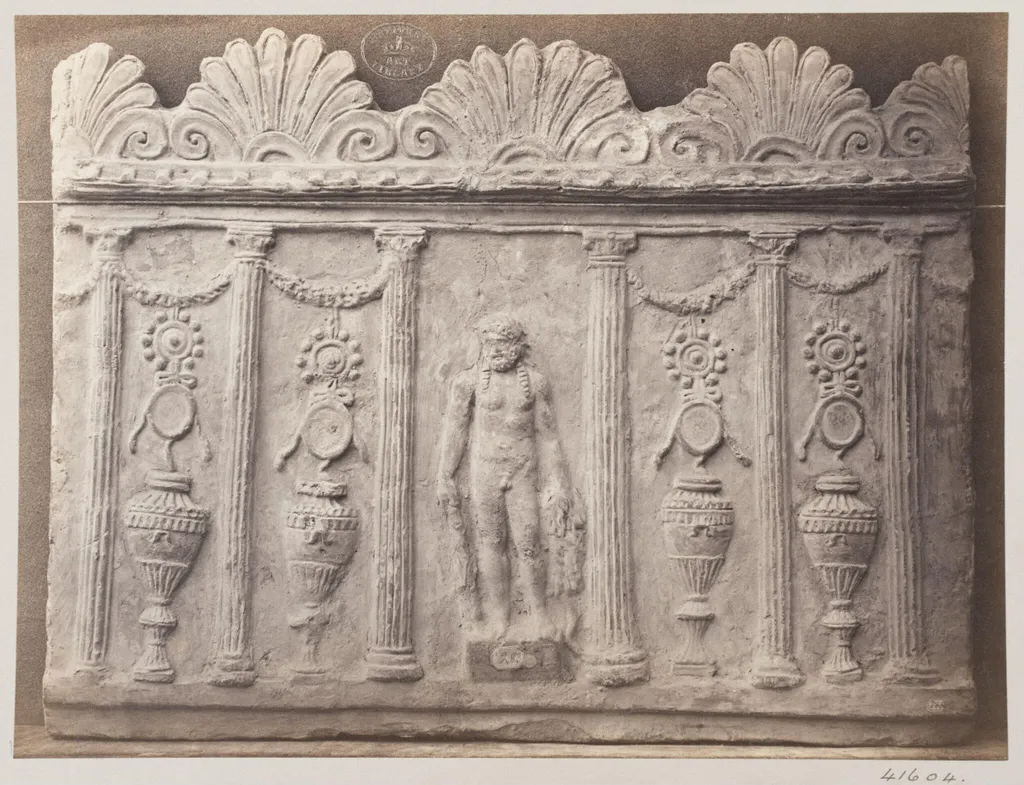 Bas-relief of Temple of Hercules in terra cotta, by Louise Laffon, photographic, 1864