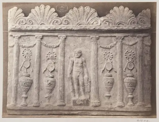 Bas-relief of Temple of Hercules in terra cotta, by Louise Laffon