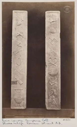 Bas-relief of two marble portions of a chambranle of the renaissance period, by Louise Laffon