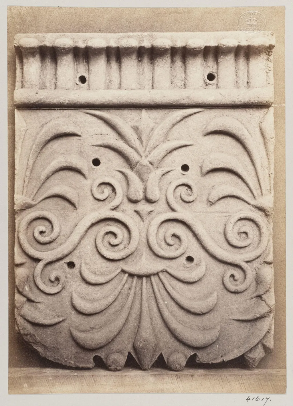 Bas-relief portion of a frieze in terra cotta, by Louise Laffon, photographic, 1864