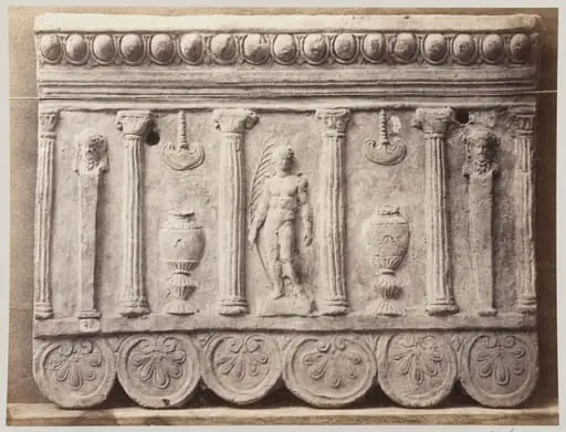 Bas-relief portion of a frieze of Hercules the conqueror in terra cotta, by Louise Laffon