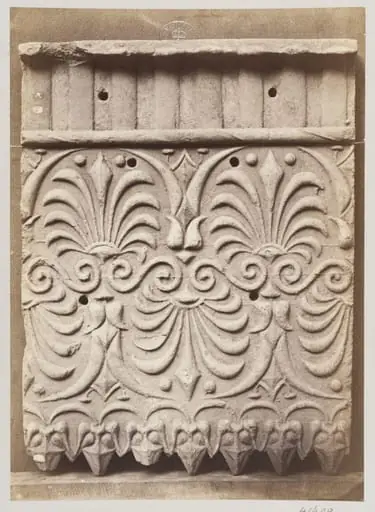 Bas-relief portion of a frieze of honeysuckle in terra cotta, by Louise Laffon