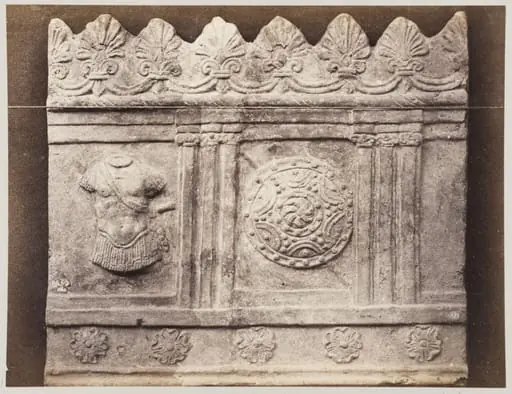 Bas-relief portion of a frieze of with trophies in terra cotta, by Louise Laffon