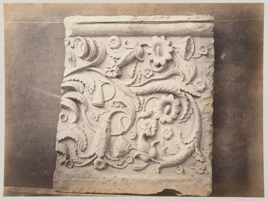 Bas-relief portion of a tomb in marble, by Louise Laffon, photographic, 1864