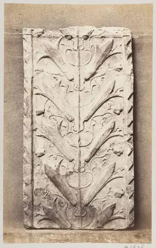 Bas-relief portion of friez of fleur de lys in terra cotta, by Louise Laffon