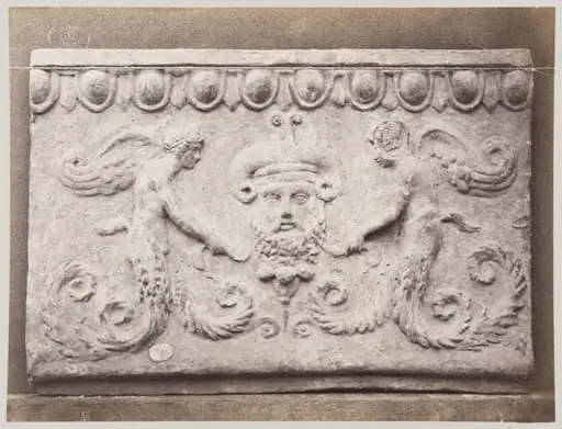 Bas-relief portion of frieze of masque of Ammon and genii in terra cotta, by Louise Laffon