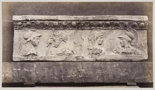 Bas-relief portion of frieze with Jupiter, Mars, Juno and Minerva in terra cotta, by Louise Laffon