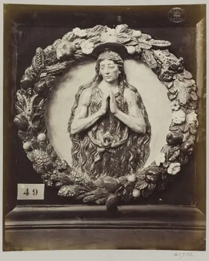 Enamelled earthenware bas-relief medallion of Saint Onofrio, by Louise Laffon