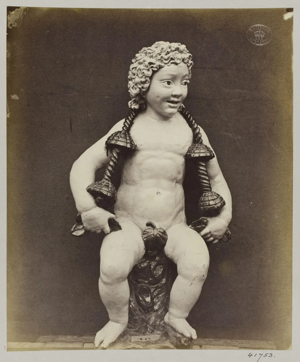 Enamelled earthenware statuette of a child, by Louise Laffon, photographic, 1864