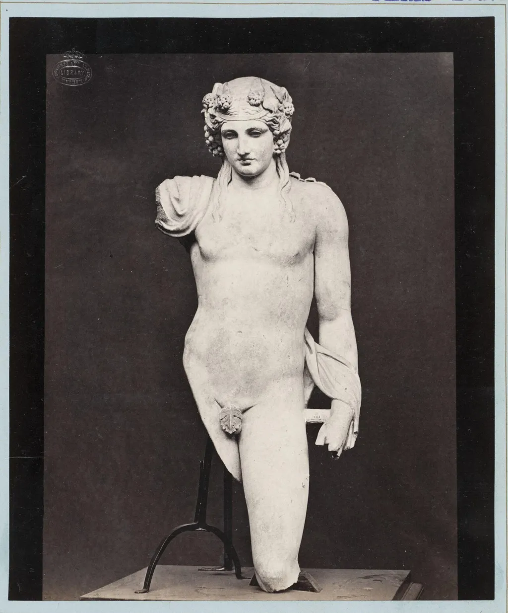 Fragment of a marble statue of Baccus, by Louise Laffon, photographic, 1864