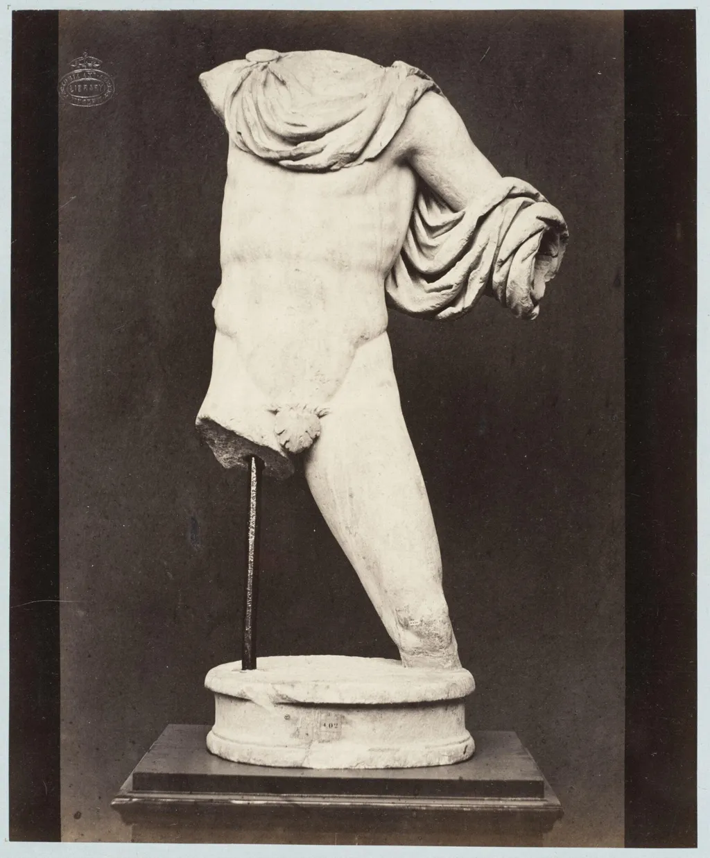 Fragment of a small marble statue, by Louise Laffon, photographic, 1864