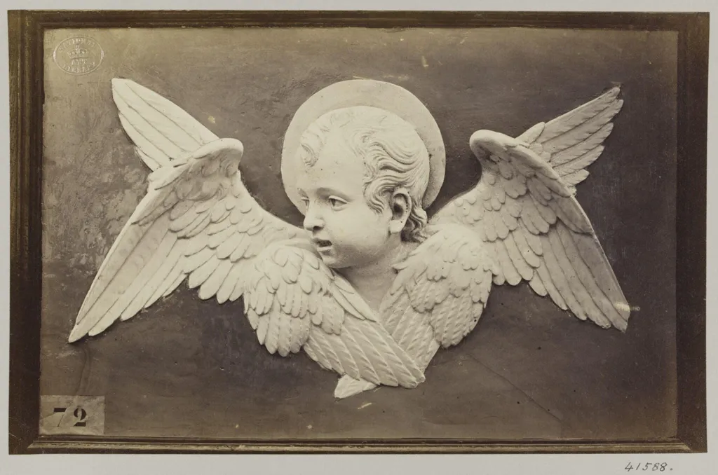Head of Seraph in glazed earthenware, by Louise Laffon, photographic, 1864