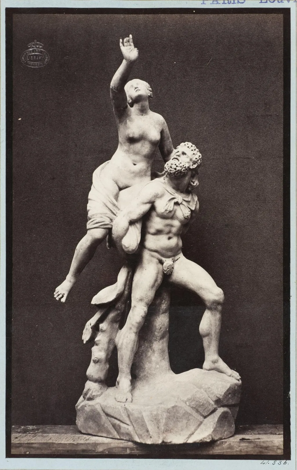 Hercules and Dejanira statuette group in marble, by Louise Laffon, photographic, 1864