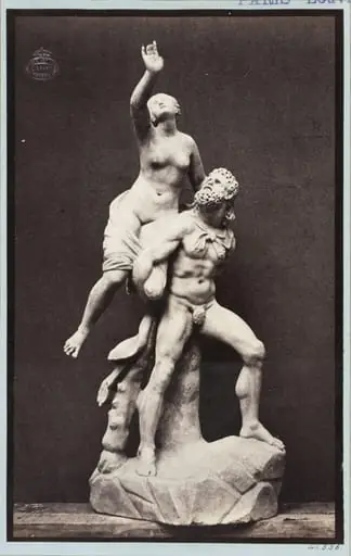 Hercules and Dejanira statuette group in marble, by Louise Laffon