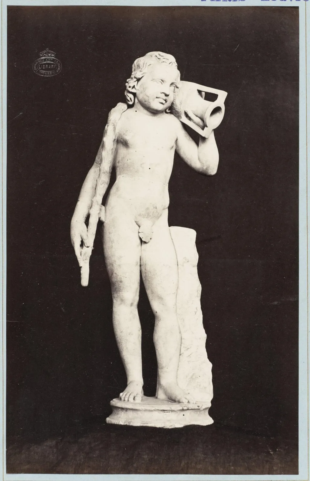 Infant Hercules statuette in marble, by Louise Laffon, photographic, 1864