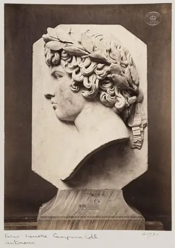 Marble bas-relief bust of Antinous, by Louise Laffon