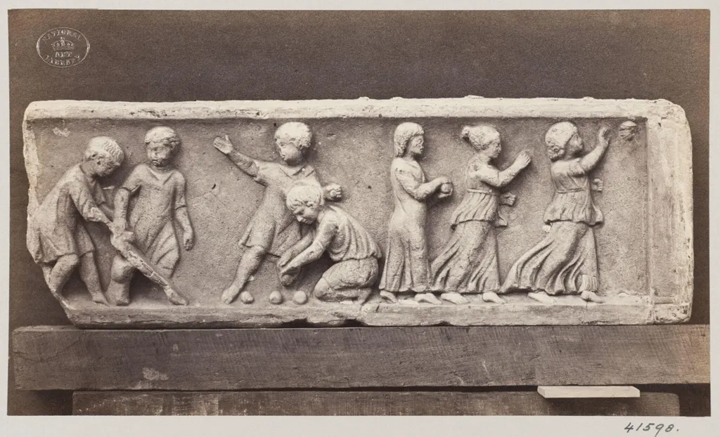 Marble bas-relief of Children playing, by Louise Laffon, photographic, 1864