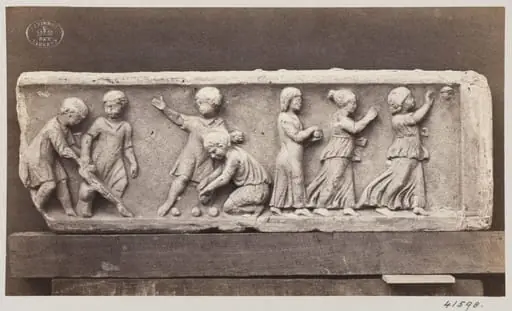 Marble bas-relief of Children playing, by Louise Laffon