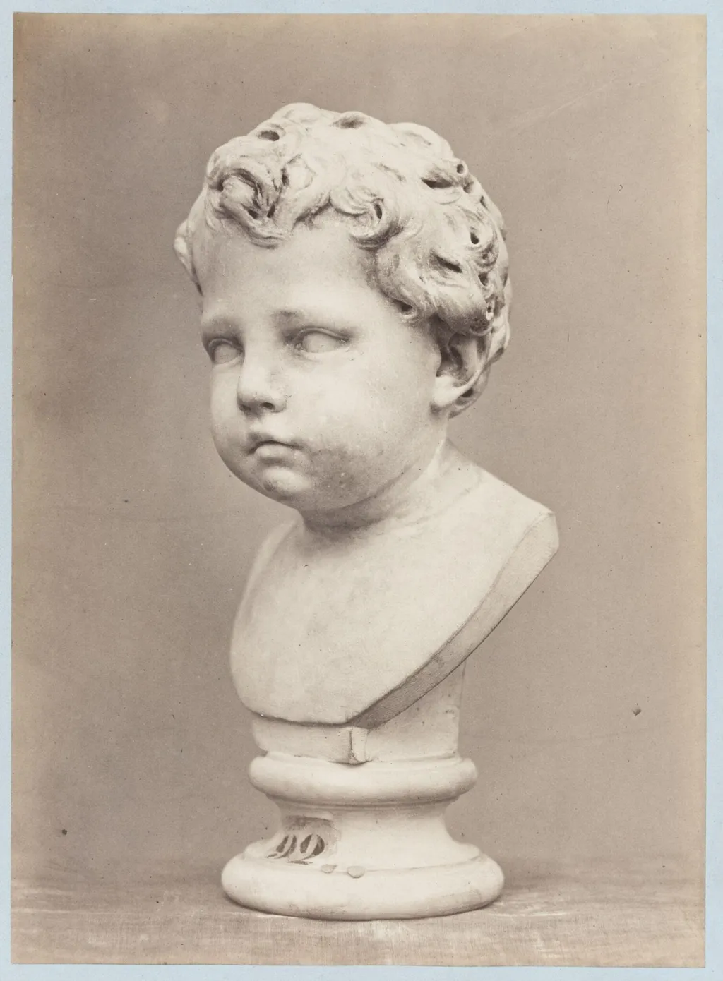 Marble bust of child, by Louise Laffon, photographic, 1864