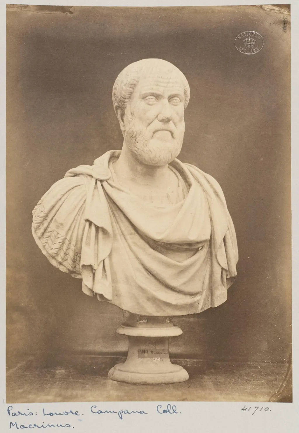 Marble bust of Macrinus, by Louise Laffon, photographic, 1864