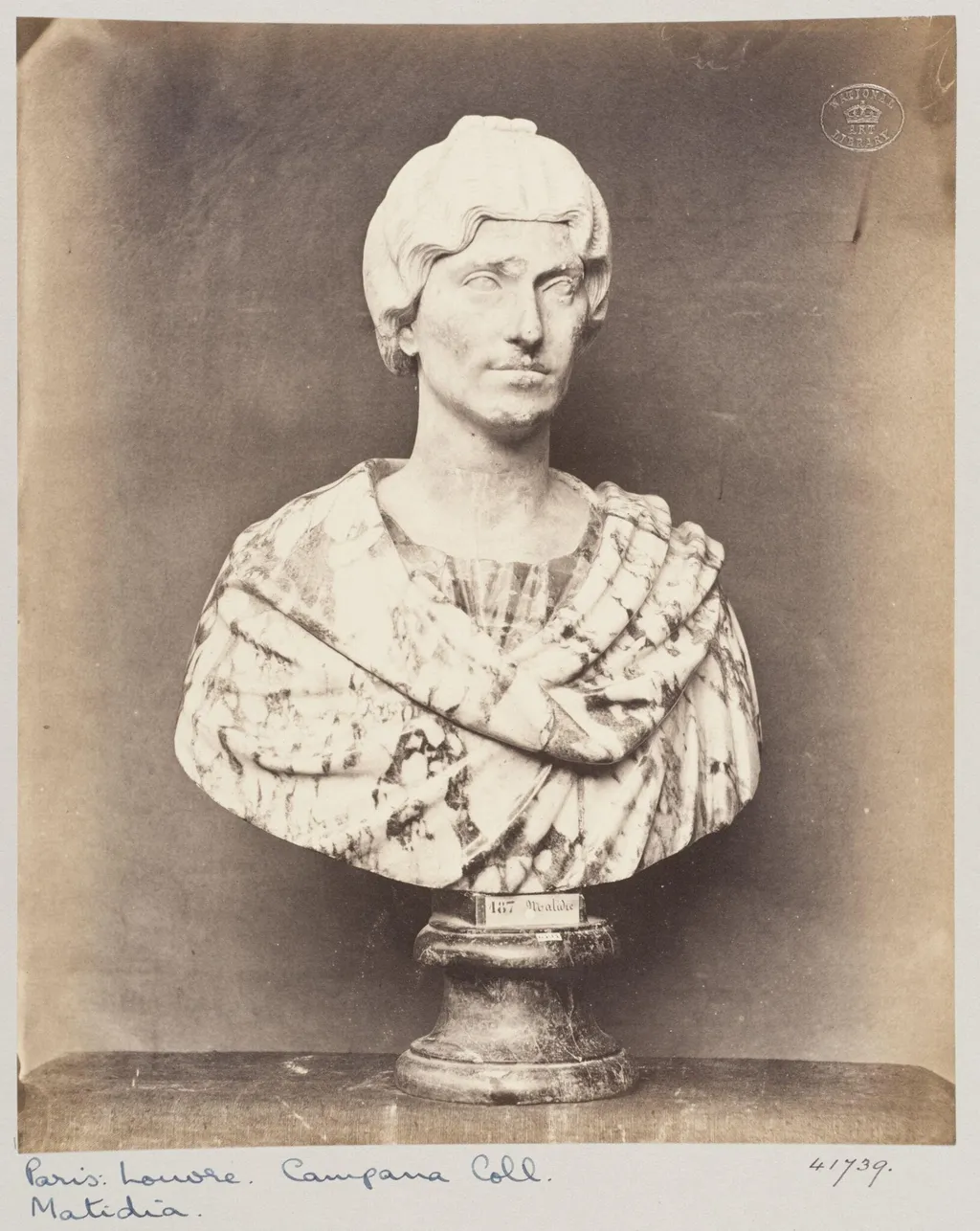 Marble bust of Matidie, by Louise Laffon, photographic, 1864