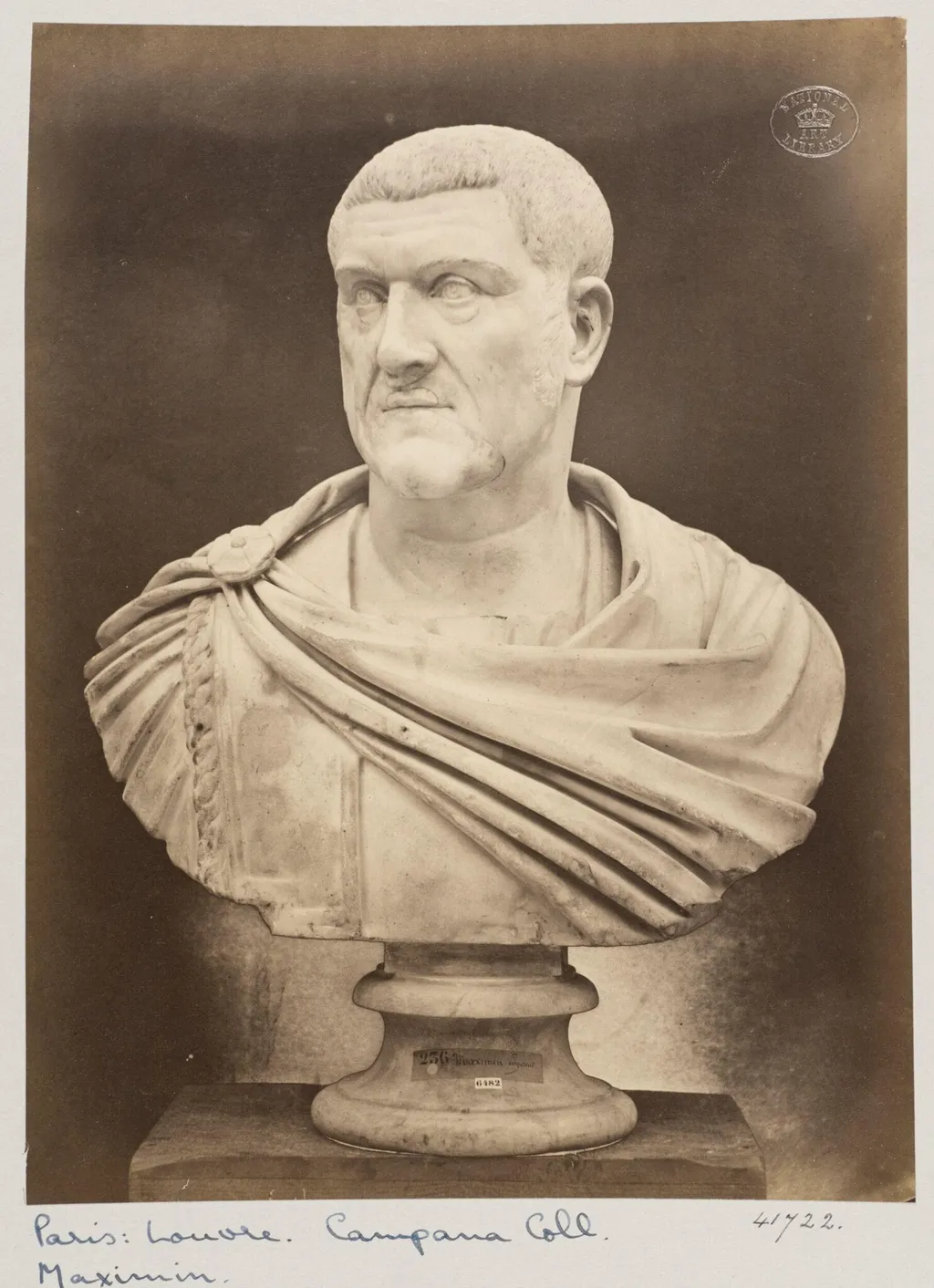Marble bust of the Emperor Maximian, by Louise Laffon, photographic, 1864