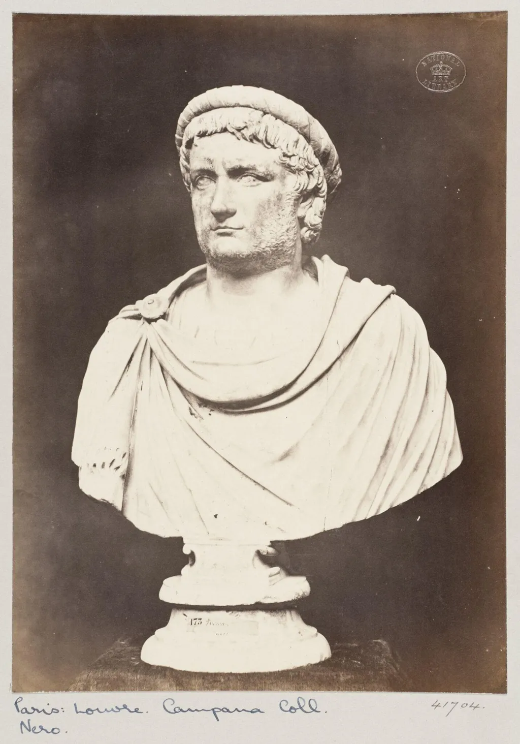 Marble bust of the Emperor Nero, by Louise Laffon, photographic, 1864
