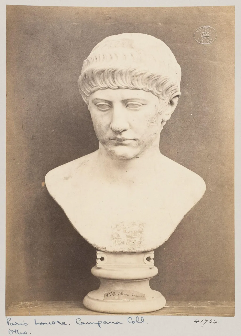 Marble bust of the Emperor Othon, by Louise Laffon, photographic, 1864