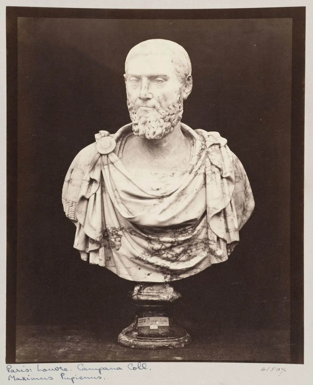 Marble Bust of the Emperor Pupienus, by Louise Laffon, photographic, 1864
