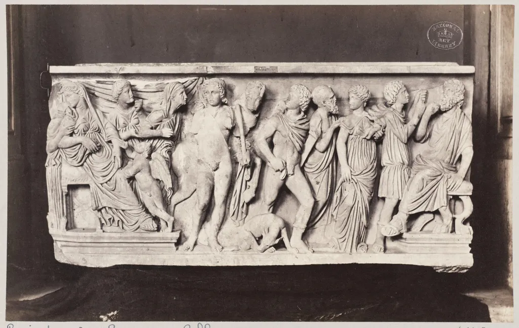 Marble Sarcophagus showing the story of Phaedra and Hippolytus, by Louise Laffon, photographic, 1864
