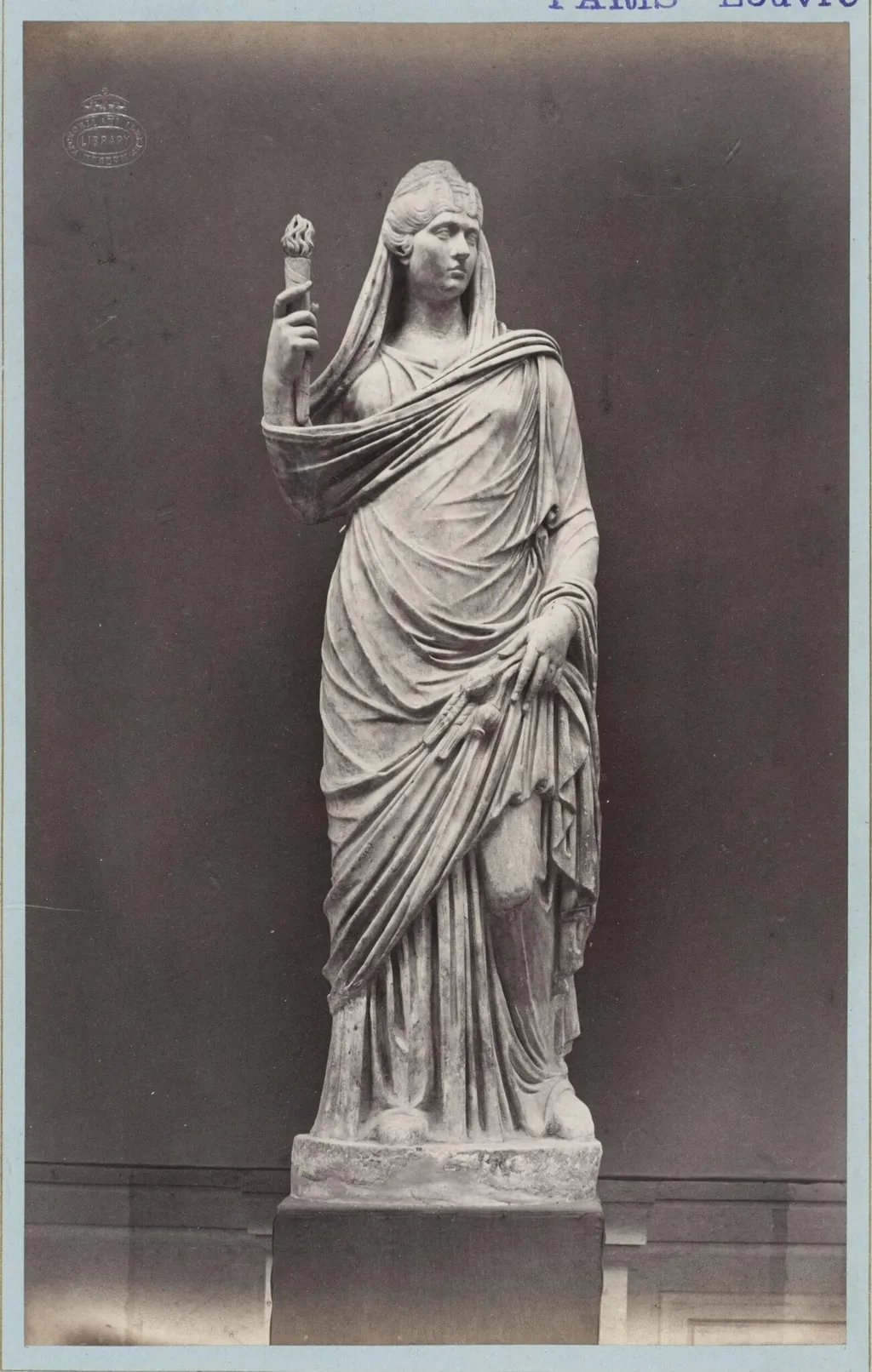 Marble statue of a Roman lady, by Louise Laffon, photographic, 1864