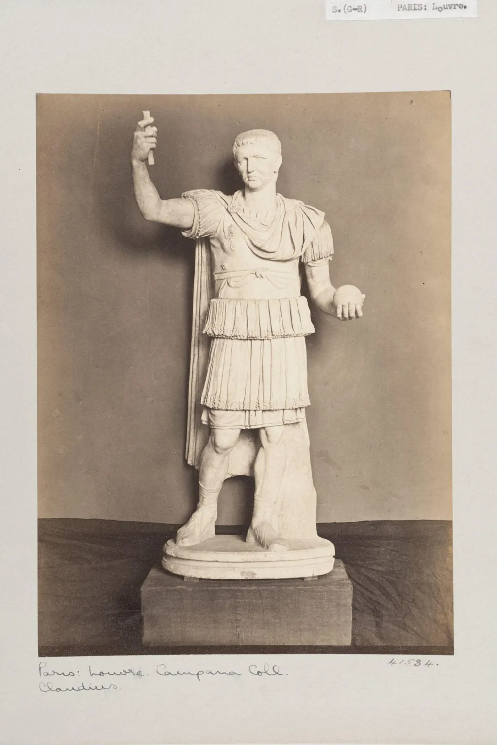 Marble Statue of Emperor Claudius, by Louise Laffon, photographic, 1864