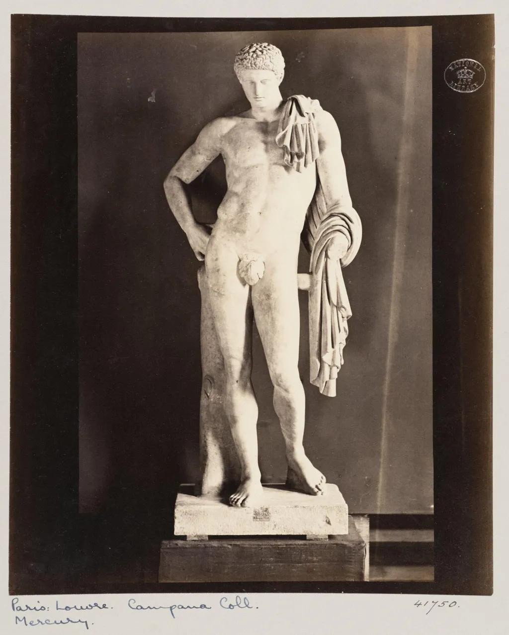 Marble statue of Theseus or Hercules, by Louise Laffon, photographic, 1864