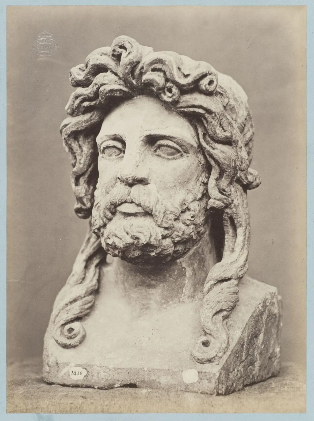 Terra cotta bust of unnamed male, by Louise Laffon, photographic, 1864