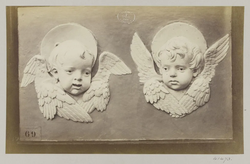 Two heads of Seraphs, by Louise Laffon, photographic, 1864
