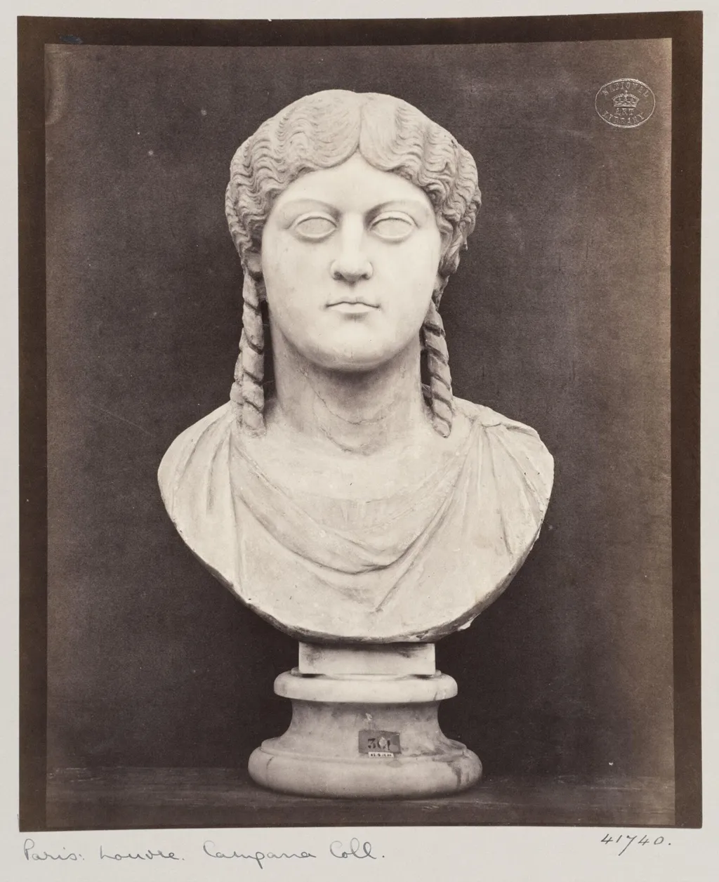 Unidentified marble bust, by Louise Laffon, photographic, 1864