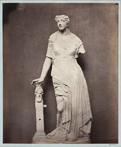 Venus leaning on a bearded Herma statuette in terra cotta, by Louise Laffon