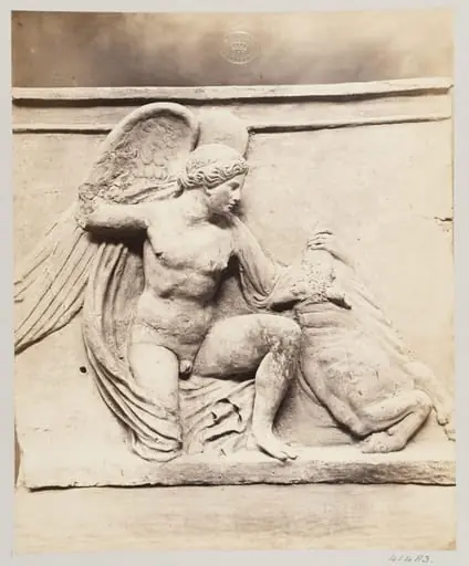 Winged figure slaying a bull in terra cotta, by Louise Laffon