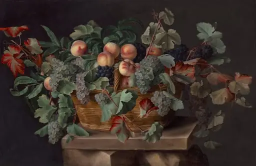 Still Life with a Basket of Peaches and Grapes, by Louise Moillon