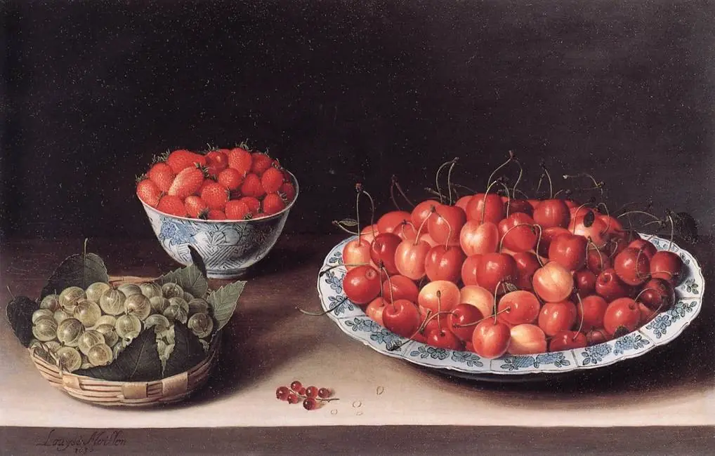 Still Life with Cherries, Strawberries and Gooseberries, by Louise Moillon