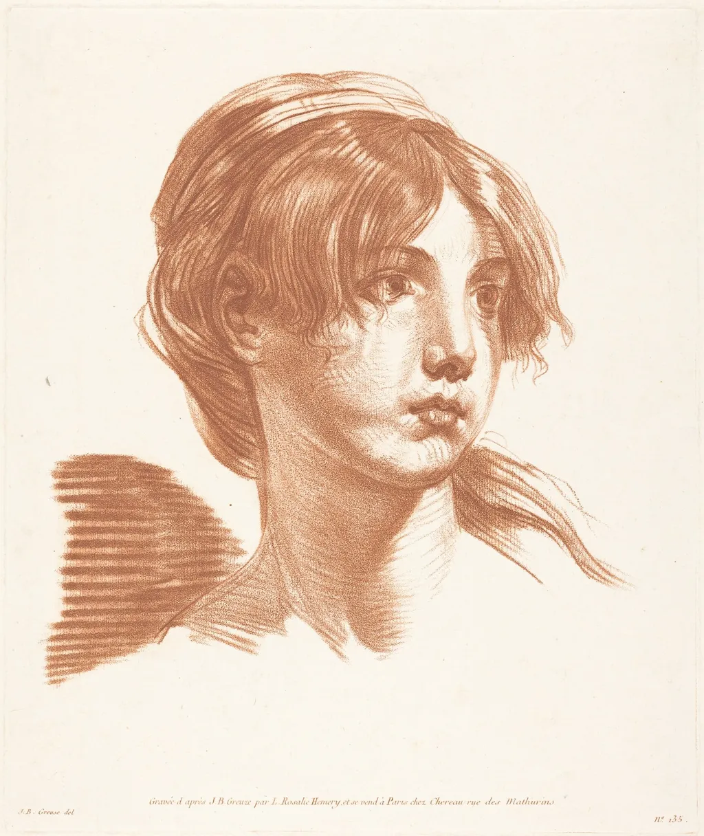 Head of a Girl, by Louise Rosalie Hémery, chalk, 1777