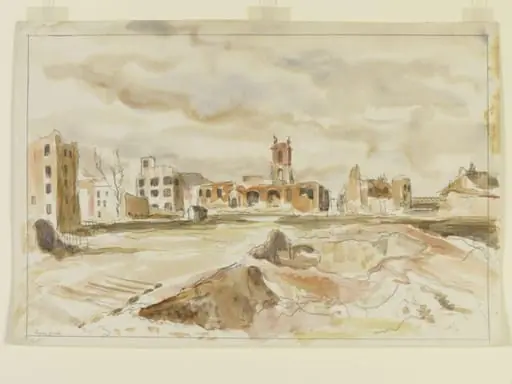 St. Giles, Cripplegate after bombing, by Lousada
