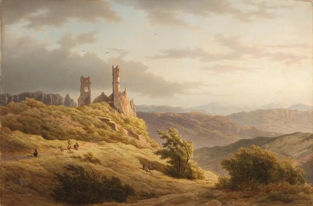 Hilly Landscape with a Ruin, by Louwrens Hanedoes
