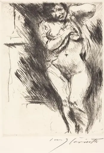Akt mit hochgehobenem Hemd (Woman Undressing), by Lovis Corinth