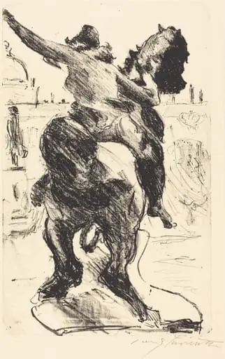 Amazonenstatue auf der Freitreppe des Alten Museums (Statue of an Amazon at the Alte Museum), by Lovis Corinth