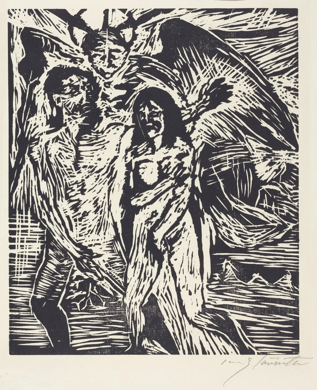 Austreibung aus dem Paradies (The Expulsion from Paradise), by Lovis Corinth, ink, 1919