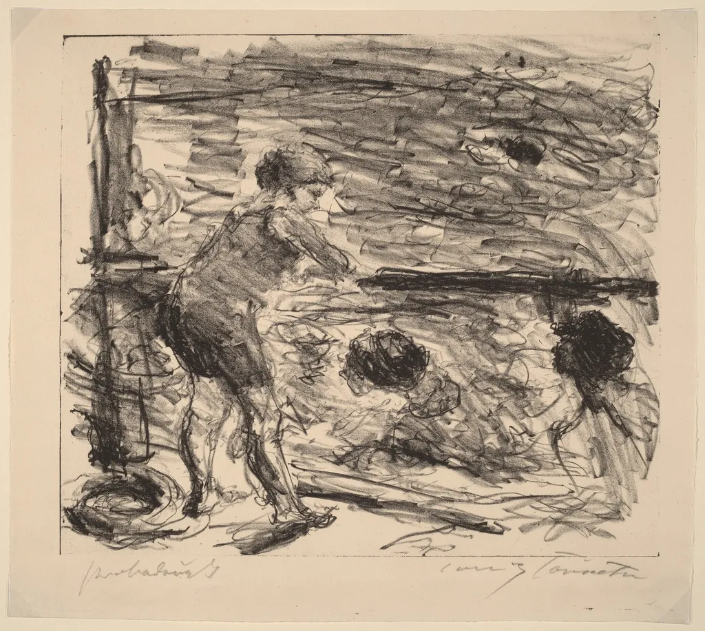 Badeanstalt (The Bath House), by Lovis Corinth, ink, 1920