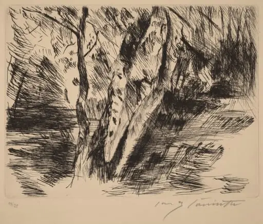 Birkenstämme im Tiergarten (Birch Trees in the Tiergarten), by Lovis Corinth