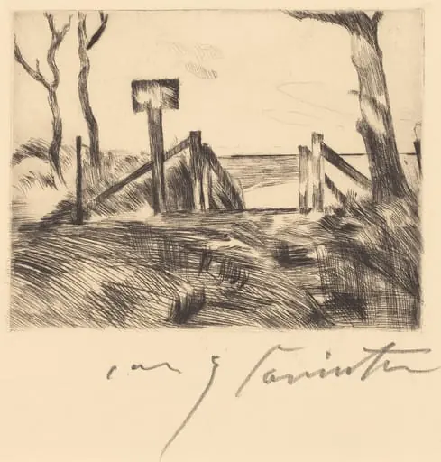 Brücke mit Tafel (Bridge with Sign), by Lovis Corinth