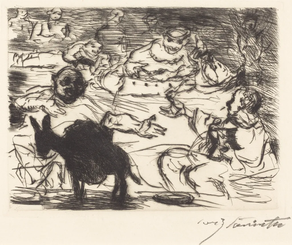 Das Gastmahl des Trimalchio: pl. V (The Banquet of Trimalchio: pl. V), by Lovis Corinth, ink, 1919